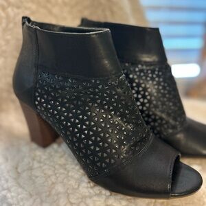Elegant Black Peep-Toe Ankle Booties